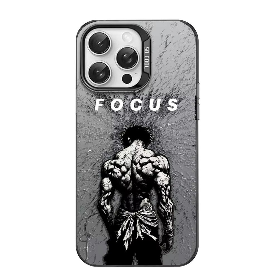 H-Hanma Baki Anime Gym Handyhülle für iPhone 11 bis 17 Pro Max in Schwarz und Multicolour mit Matte Laser Aurora Effekt und stoßfestem Schutz - Bild 4