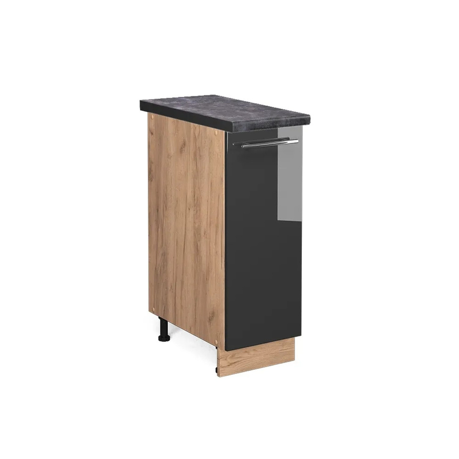 Vicco Apothekerschrank Fame-Line Anthrazit Hochglanz und Goldkraft Eiche, B/T/H: 30 x 60 x 82 cm - Bild 2