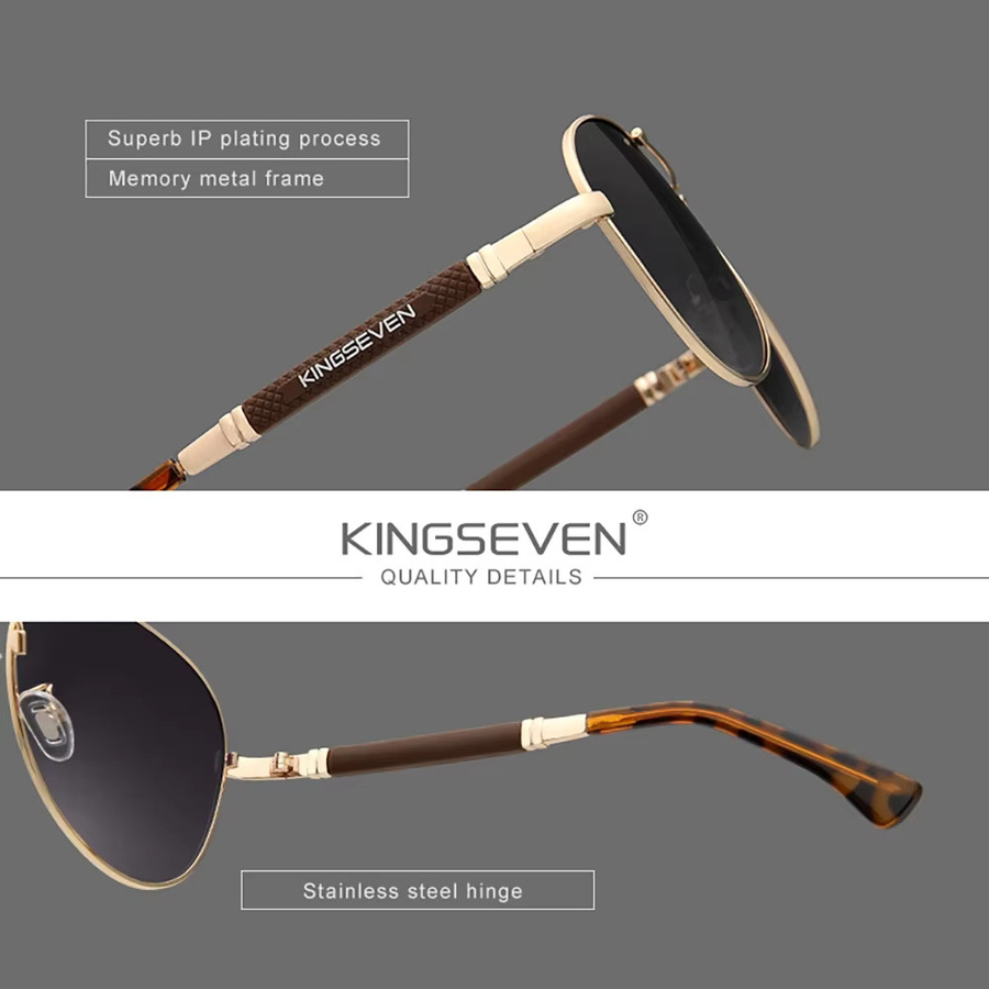 KINGSEVEN Sonnenbrille Aviator, Vollrand, Metall, Unisex, polarisiert - Bild 3