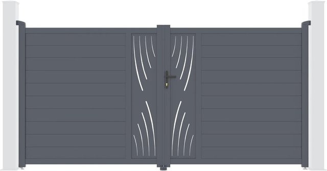 Casanoov Elektrisches Flügeltor Veleta aus Aluminium in Anthrazit und Grau mit Drehtorantrieb Ranger B150, B/H: 355 x 176 cm - Bild 1