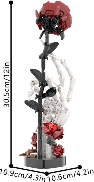 Gobricks MOC Gotischer Totenkopf mit Rosenstrauß, Bausteine, ab 14 Jahren - Bild 1