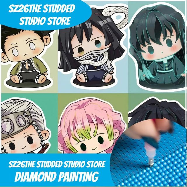 Demon Slayer Chibi Hashira 5D Diamantmalerei mit Vollrundbohrern in Multicolor - Bild 1