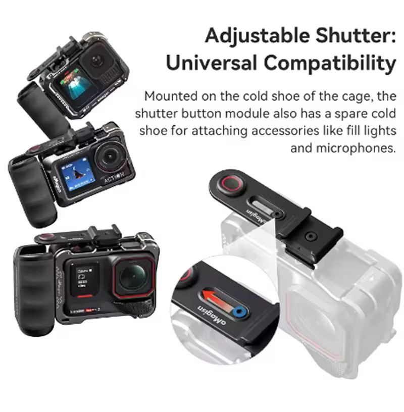 aMagisn Xplorer Grip Kit Zubehörset für Insta360 Ace Pro 2, Ace Pro und Ace Serie, Kameragriff aus ABS-Kunststoff mit Auslöseknopf, Schwarz - Bild 4