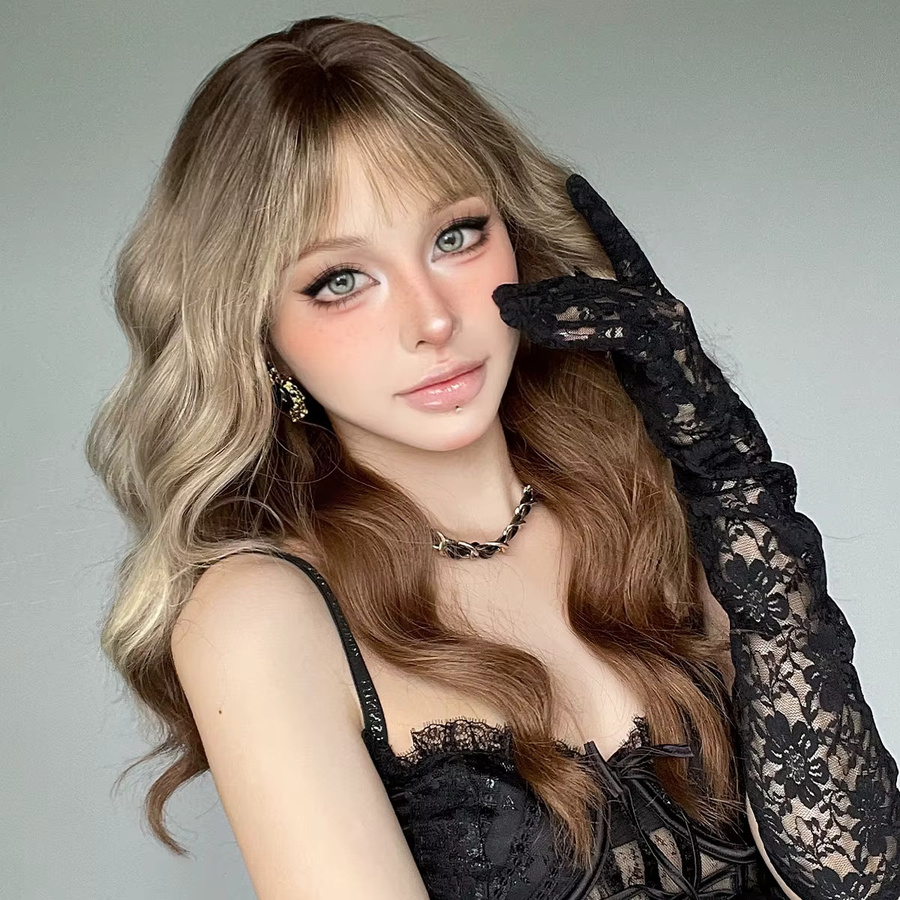 7JHH WIGS Lange Wasserwellen-Perücke, Blond und Kupfer, Damen - Bild 3