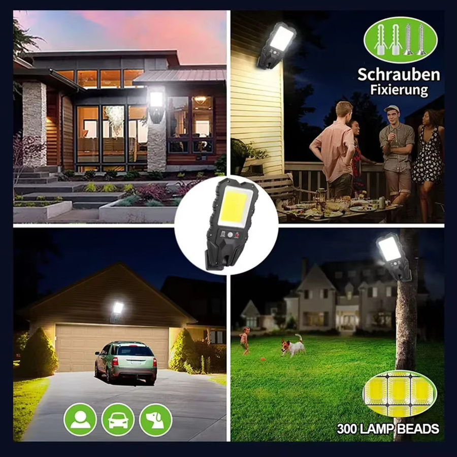 XIWANGFIRE Solar LED Außenleuchte mit Motion Sensor und 3 Modi, Wasserdichte LED Wandlampe für Garten und Außenbereich, Schwarz - Bild 6