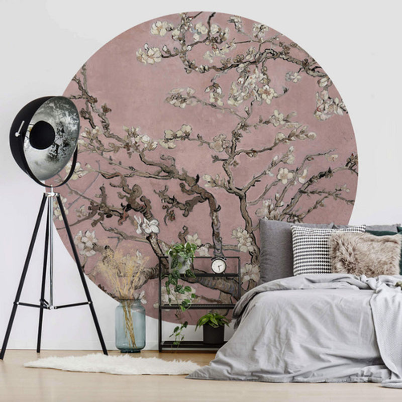 K&L Wall Art Runde Vliestapete Van Gogh Mandelblüte Vintage, mehrfarbig, matt, B: 284 cm, H: 284 cm - Bild 2