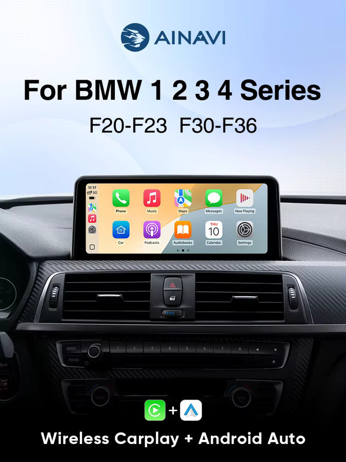 Ainavi Autoradio für BMW 1 2 3 4 Serie (F20 F21 F22 F30 F31 F33 F34 F36) mit NBT, Drahtloses CarPlay und Android Auto, Schwarz - Bild 7