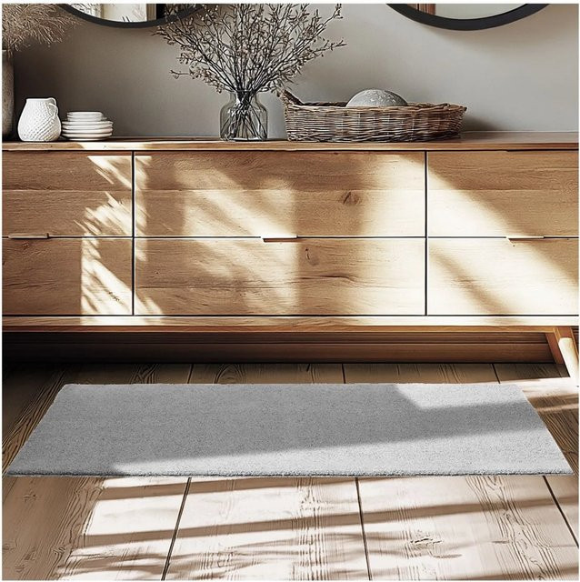 Tectake Kurzflorteppich Soft Zone in Grau mit flauschiger Oberfläche, B/T/H: 60 x 110 x 1,50 cm - Bild 1