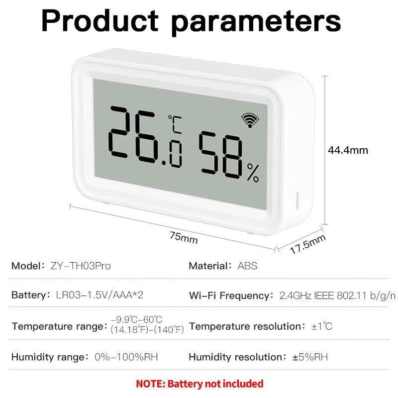 Tuya WiFi Smart Sensor Weiß: Drahtloser Temperatur- und Luftfeuchtigkeitsmonitor kompatibel mit Smart Life und Google Assistant mit Echtzeitwarnungen - Bild 5