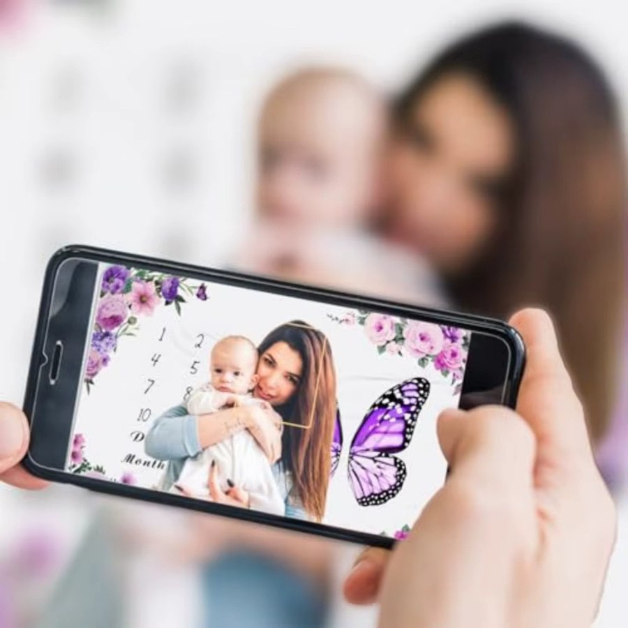 VIKAMA Baby Fotografie-Decke mit Schmetterlingsflügel-Design in Lila für Neugeborene und Taufe - Bild 2