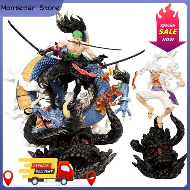 Bandai One Piece Anime Figur Zoro und Ruffy Modell Statue in Schwarz und Gold als Desktop Dekoration - Bild 1