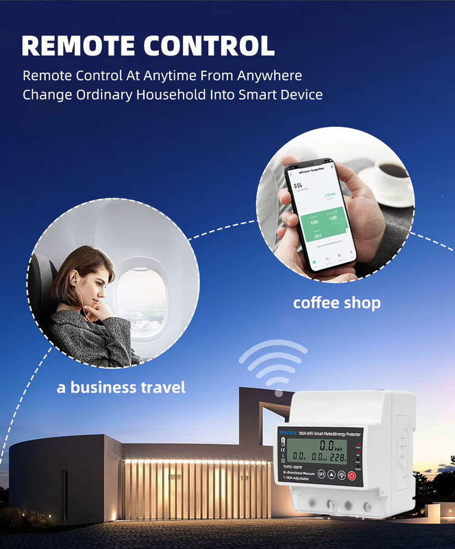 Tuya WiFi Smart Stromkreis-Schutzschalter mit Fehlerstrom-, Über- und Unterspannungsschutz, Relais-Schalter, Energie- und kWh-Zähler sowie bidirektionalem Messgerät in Weiß - Bild 3