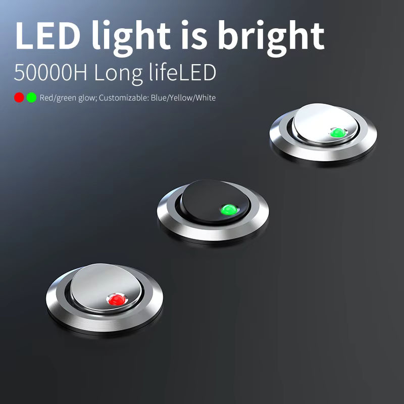 LANBOO Wippschalter mit LED-Anzeige 2NO/2NC, 7A, 5-24V/220V, in Chrom oder Schwarz - Bild 2