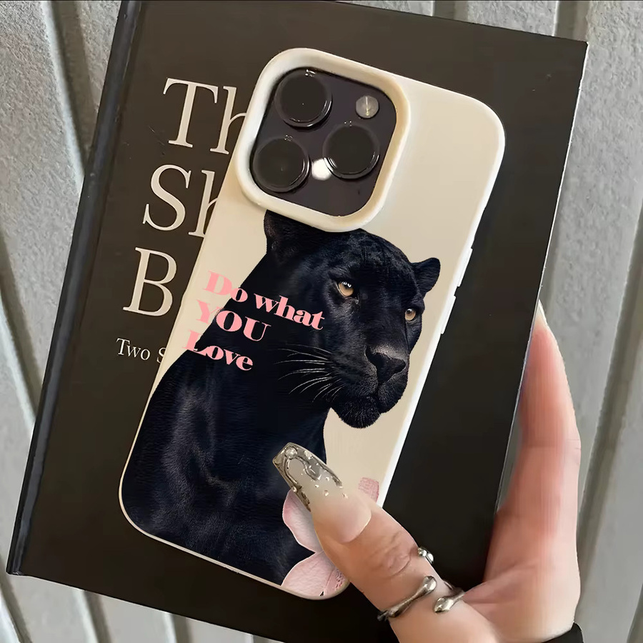 Black Panther Handyhülle mit Lychee-Textur für Apple iPhone in Pink - Bild 2
