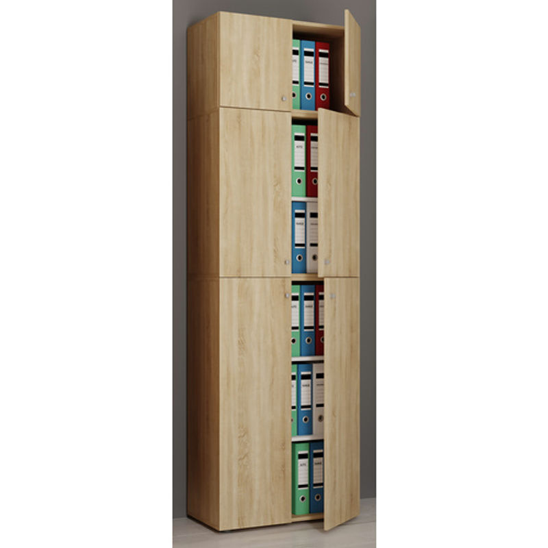 VCM Büroschrank Lona in Eiche, moderner Aktenschrank mit 5 Fächern und Aufsatz, braun, B/T/H: 70 x 39 x 223 cm - Bild 4