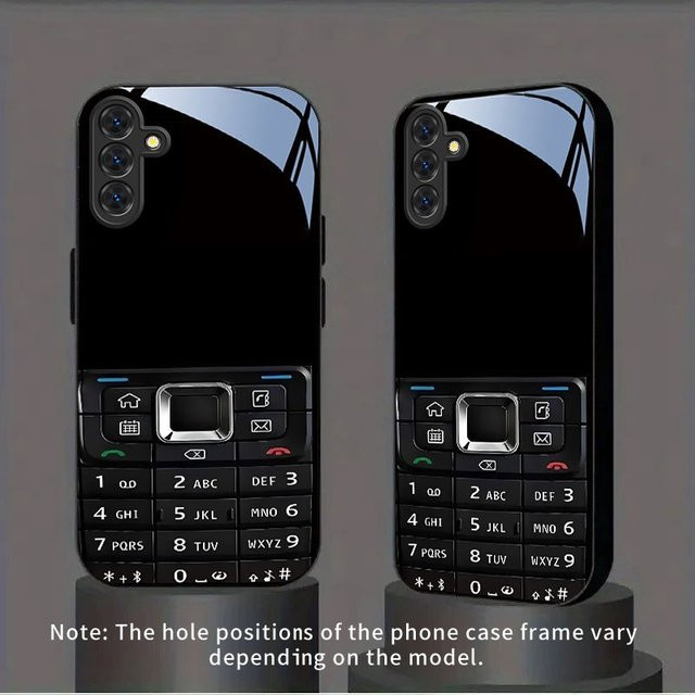 Sturzsichere Glas-Handyhülle mit Retro-Knopfmuster in Schwarz für Samsung Galaxy S26 S25 S24 S22 S21 S20 FE Ultra Plus 5G - Bild 1