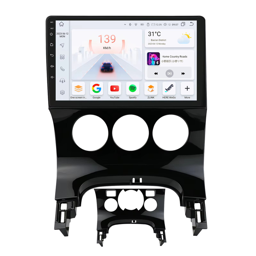Hizpo 9 Zoll Android Autoradio für Peugeot 3008 2009-2016 mit Android Auto, Wireless CarPlay, 4G LTE, GPS und DSP Multimedia Player in Schwarz - Bild 1