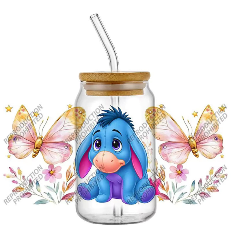 UV DTF 3D-Transferaufkleber mit Pooh-Bär, Eeyore, Sternen und Herzen für Glas und Becher, Multicolor - Bild 1