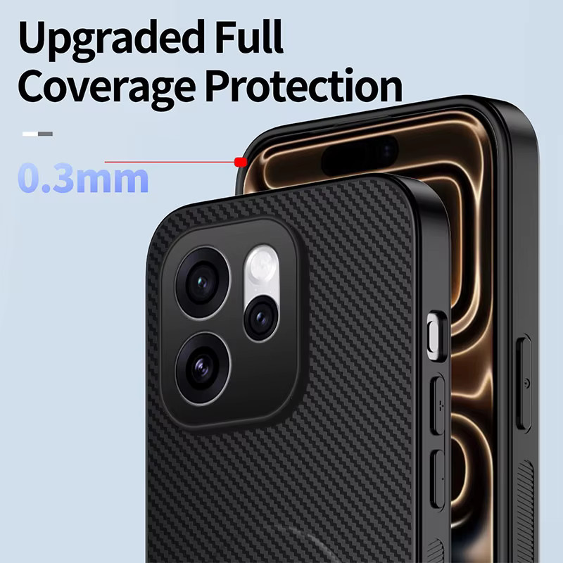 Stoßfeste Schutzhülle mit Carbonfaser-Muster und magnetischem faltbarem Ständer für OPPO Reno 15 Pro Max, 15F, 14 und 13 Pro in Schwarz und Grau - Bild 5