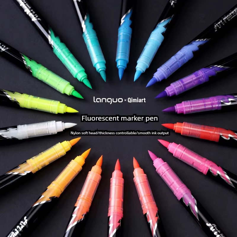 18 Farben UV-Fluoreszierende Marker mit weicher Brush-Spitze für DIY-Zeichnungen, Graffiti und Schulbedarf in Multicolour - Bild 4