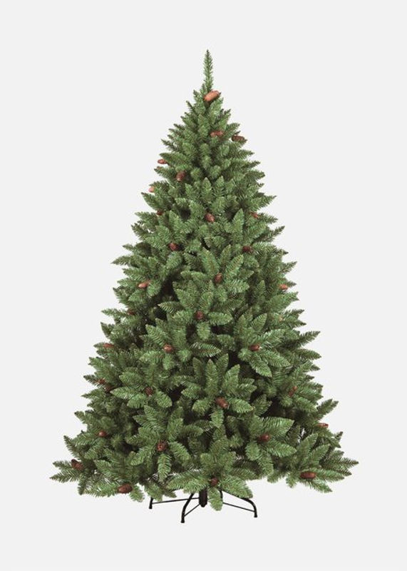 Dmora Weihnachtsbaum Stoccolma in Grün, extra dicker Kunstbaum in PVC-Optik mit Tannenzapfen und 362 Ästen, Höhe: 120 cm - Bild 1