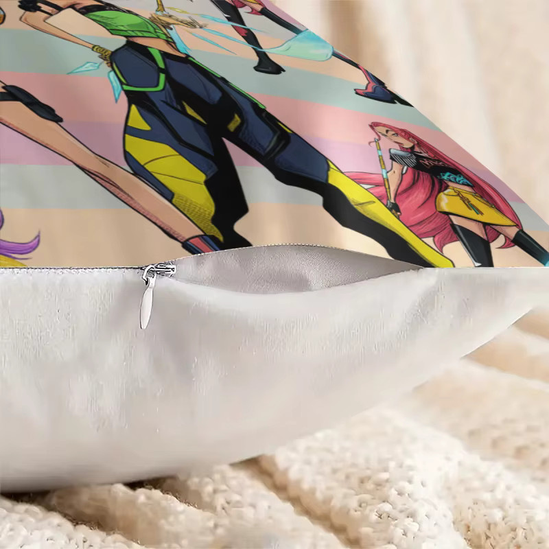 Hasbro Kpop Dekokissen mit Cartoon-Anime-Mädchen-Aufdruck, quadratisches Polyester-Kissen in Multicolour für dein Sofa oder Schlafzimmer - Bild 5