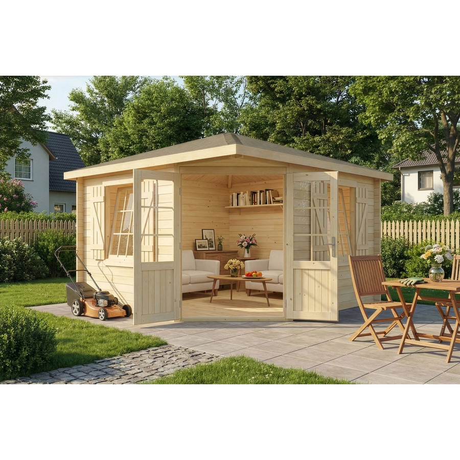 Alpholz Gartenhaus Monica Royal Spitzdach Unbehandelt B/T: 375 x 375 cm - Bild 2