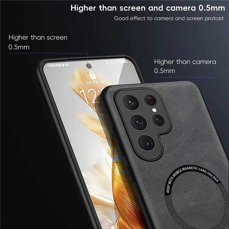 Magnetische Leder-Handyhülle für Samsung Galaxy S24 S25 Ultra S23 FE S22 S21 S20 5G Note 20 Ultra 10 Plus mit kabelloser Ladefunktion in Schwarz und Grün - Bild 4