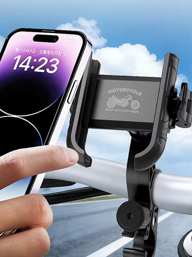 Olaf Fahrrad- und Motorrad-Handyhalterung aus Aluminium in Schwarz, verstellbare und rutschfeste Lenker-Handyhalterung für iPhone 17 16 15 - Bild 7