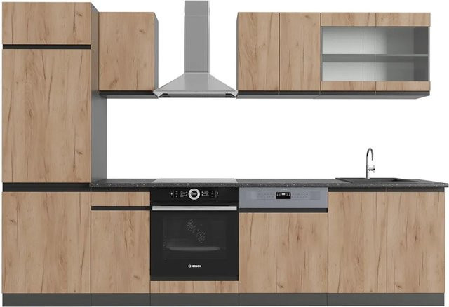 Vicco R-Line Küchenzeile Goldkraft Eiche Anthrazit modern B/H/T: 300 x 207 x 60 cm - Bild 1