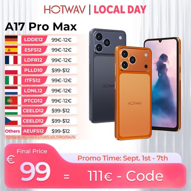 HOTWAV A17 Pro Max Smartphone mit 6,75 Zoll 120Hz Display, 4GB RAM, 256GB Speicher, Android 15 und 5160mAh Akku in Weiß/Mehrfarbig - Bild 1