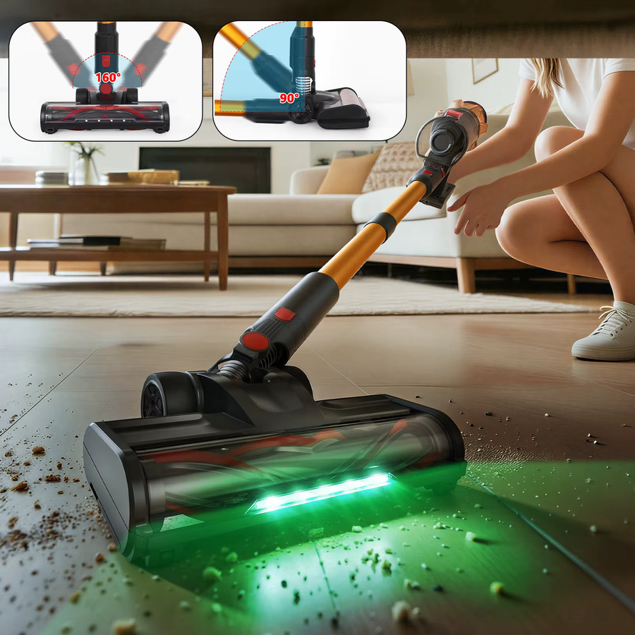 Blossom Kabelloser Handstaubsauger mit 550W und 45kPa Saugkraft, Gold/Multicolor, mit Touchscreen, Staubsensor und automatischer Geschwindigkeitsregelung für Tierhaare und Teppichreinigung - Bild 6
