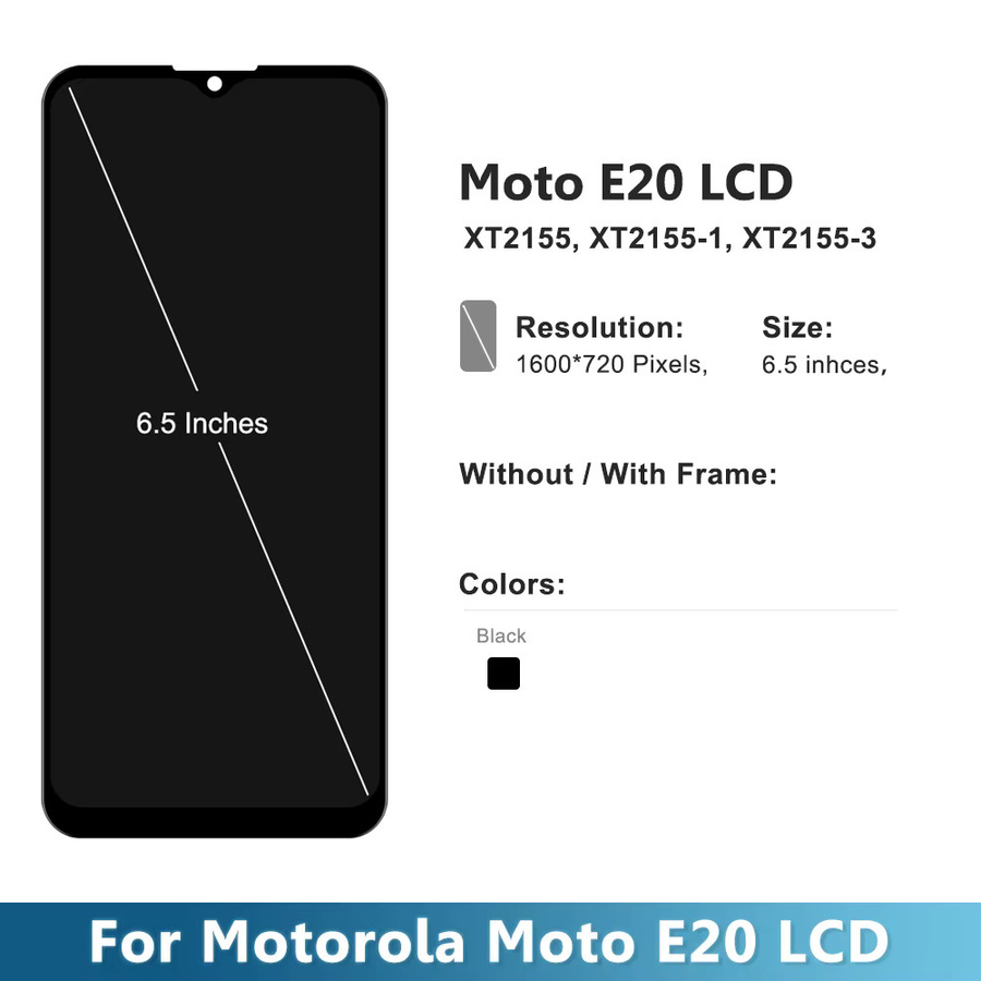Motorola Moto E20 LCD-Display Touchscreen mit Rahmen in Schwarz, 6.5 Zoll für XT2155 - Bild 2