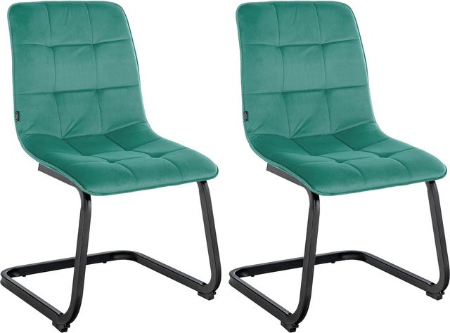 CLP 2er Set Esszimmerstühle Vermont mit Samt-Bezug und Freischwinger-Gestell aus Metall - Bild 1