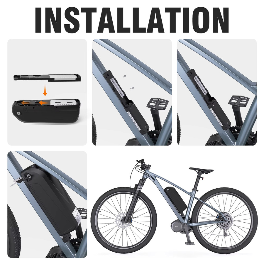 Hailong Elektroboot-Batterie 48 V / 52 V mit 21700 Zellen und 30 A BMS als Unterrohrbatterie für E-Bike Motoren von 250 W bis 1600 W in Schwarz - Bild 5