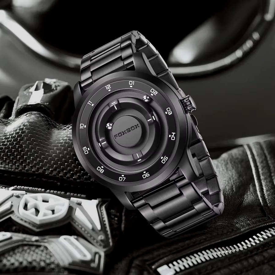 FOXOBOX Armbanduhr, Quarz, Leder, Schwarz, Herren - Bild 3