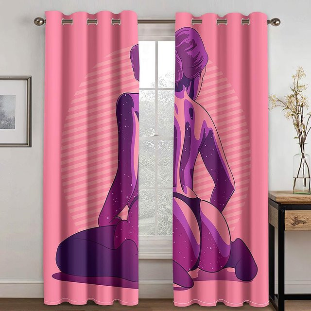 Yiran Furniture 3D-Dekorationsvorhänge mit Zeichentrickserie, 2 Paneele, halbtransparent, Polyester, Ösen oben, Breite: 50 cm, Höhe: 60 cm - Bild 1