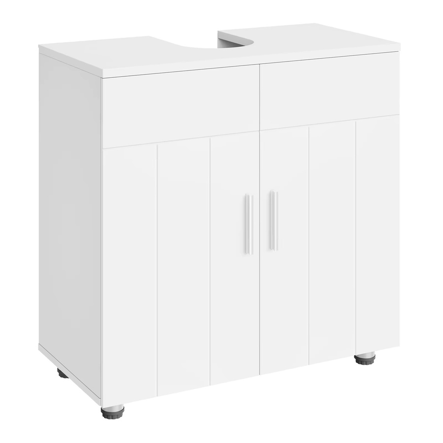 EUGAD Badezimmerschrank Weiß, Waschtischunterschrank mit 2 Türen und Regalen, B/T/H: 60 x 60 x 30 cm - Bild 2