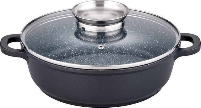 GSW Servierpfanne Gourmet Granit mit Glasdeckel, Durchmesser: 24 cm - Bild 1
