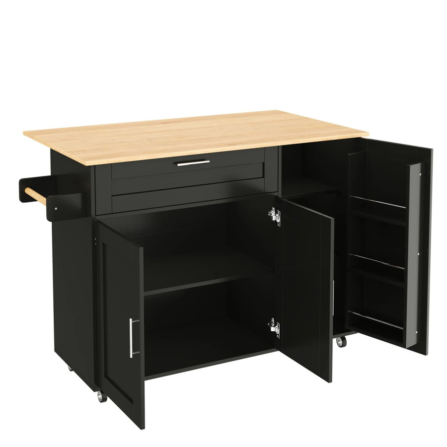 okwish Küchentisch mit klappbarer Arbeitsplatte in Schwarz, B/T/H: 132,5 x 44-70 x 90 cm - Bild 2