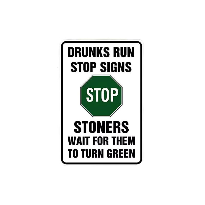 Custom Kraze Drunks Run Stop Sign Metallschild für Wand und Garten, Weiß, B: 20,0 cm, H: 14,0 cm - Bild 2