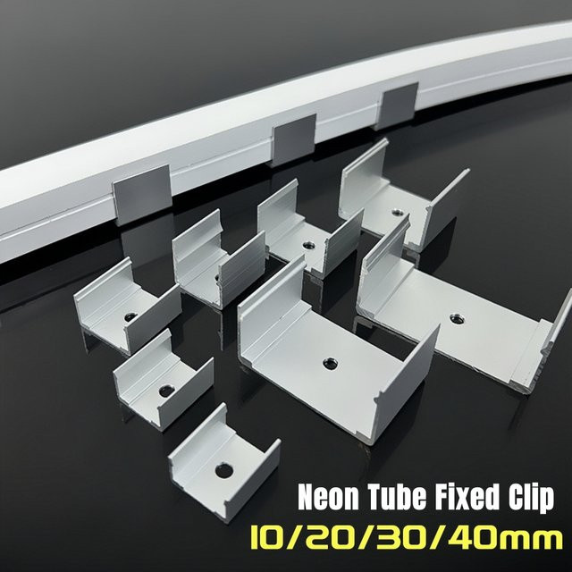 Khelse V/U-förmige Metall-Festclip-Schnalle und flexibler Neon-Silikonrohrverbinder in Silber für RGB 5050 2835 LED-Streifen und Lichter zur Montage - Bild 1