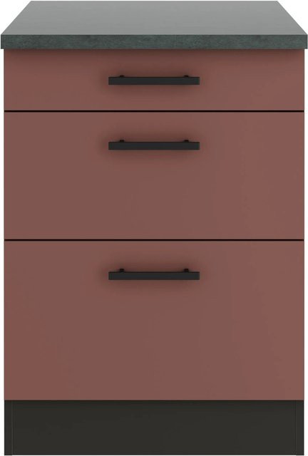OPTIFIT Nizza407 Küchen-Unterschrank in Rostrot mit modernem Design und melaminbeschichteter Qualitätsspanplatte, Breite: 60 cm - Bild 1