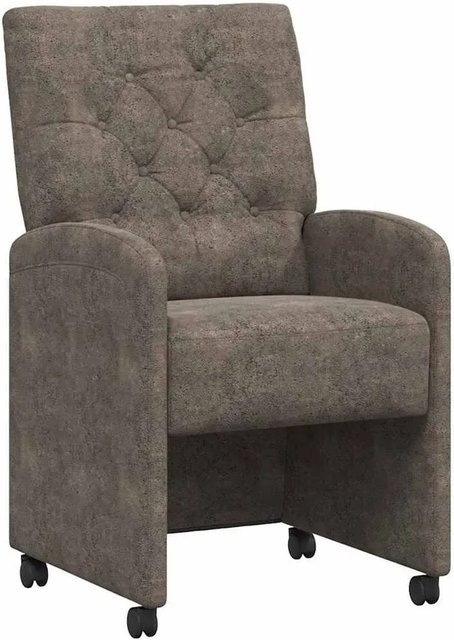 vidaXL Esszimmerstühle mit Rollen und Armlehnen aus Microfaser, 2er Set, Grau, B/T/H: 58 x 67 x 97 cm - Bild 1