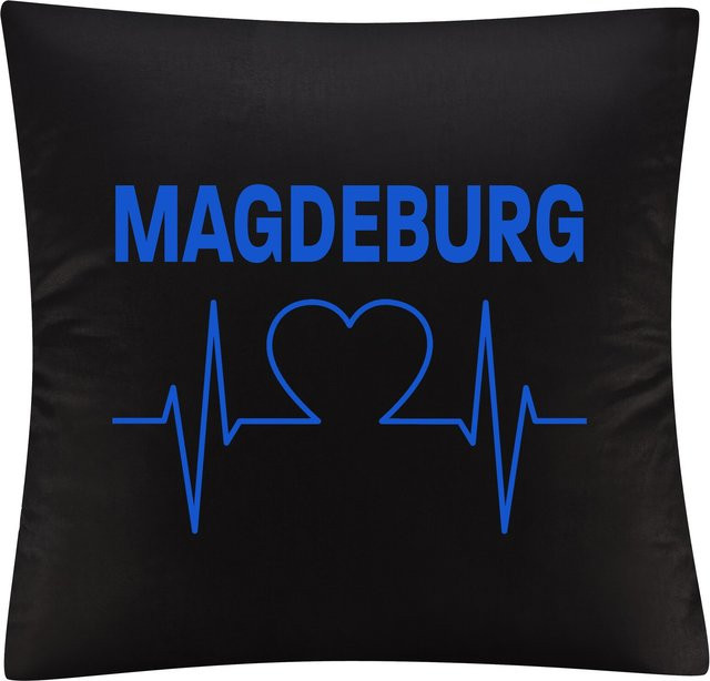 Kissenbezug von multifanshop mit Magdeburg Herzschlag Motiv in Blau - Bild 1