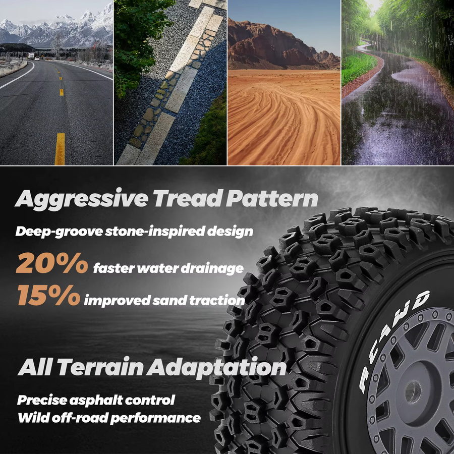 RCAWD Radreifen für 1/8 Arrma Mojave 4S, 2-teiliges Set, Gummi, Schwarz - Bild 5