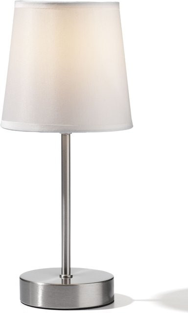 Tischleuchte RIMINI von casa NOVA in Silber und Grau mit Stoffschirm, Höhe: 32,0 cm, Breite: 14,0 cm, Tiefe: 14,0 cm - Bild 1