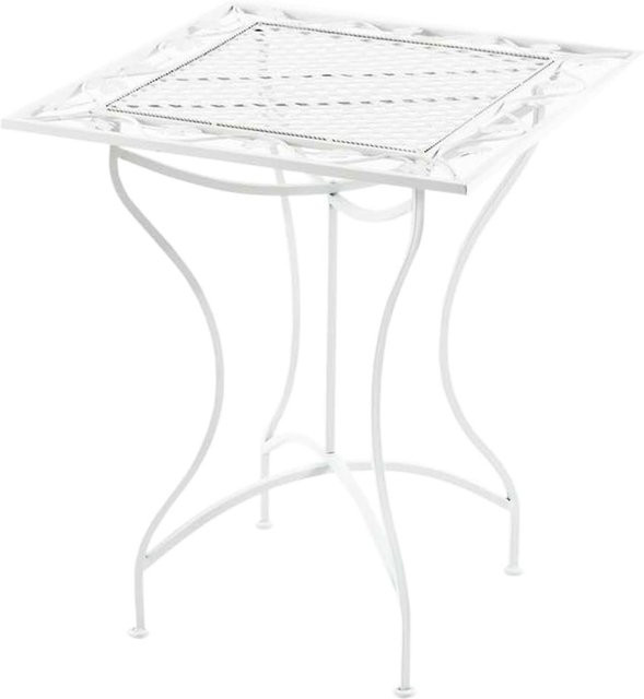 CLP Gartentisch Asina quadratisch aus Metall in Weiß, romantischer Bistrotisch im Jugendstil mit floralem Design für Garten, Balkon und Terrasse, B/T: 60 x 60 cm - Bild 1
