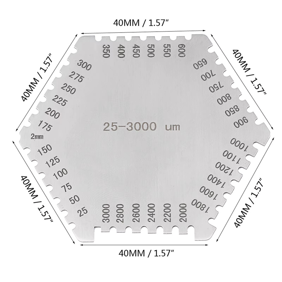 VBESTLIFE Nassfilmkamm aus Edelstahl in Silber und Schwarz, Hochpräzises Dickenmessmesser 25-3000um - Bild 2