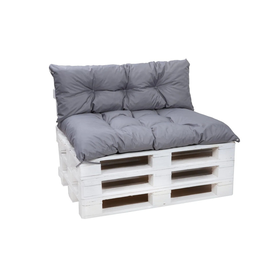 Setgarden Palettenkissen Set Grau bestehend aus 1 Sitzkissen B: 120 cm, T: 60 cm und 1 Rückenkissen B: 120 cm, T: 50 cm - Bild 2